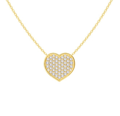 18" chuỗi dài cắt tròn kim cương 925 Sterling bạc trái tim dây chuyền vòng cổ cho phụ nữ