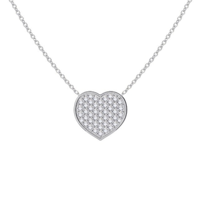 18" chuỗi dài cắt tròn kim cương 925 Sterling bạc trái tim dây chuyền vòng cổ cho phụ nữ