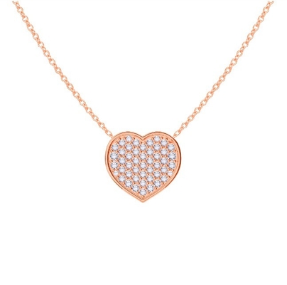 18" chuỗi dài cắt tròn kim cương 925 Sterling bạc trái tim dây chuyền vòng cổ cho phụ nữ