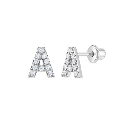 Vàng CZ chữ cái Stud tai nghe Micron Pave Custom chữ cái tai nghe
