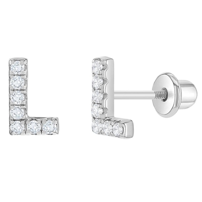 Vàng CZ chữ cái Stud tai nghe Micron Pave Custom chữ cái tai nghe