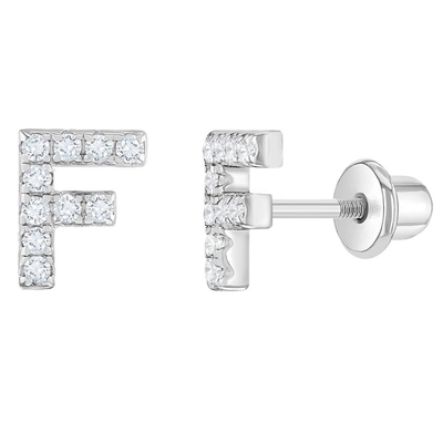 Vàng CZ chữ cái Stud tai nghe Micron Pave Custom chữ cái tai nghe