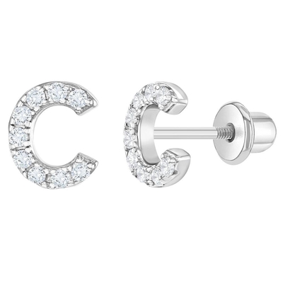 Vàng CZ chữ cái Stud tai nghe Micron Pave Custom chữ cái tai nghe