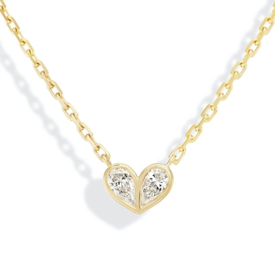 Fine 18K Gold Plated White Pear Shape CZ Sweetheart 925 Sterling Silver Necklace for Women