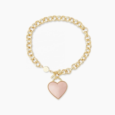 925 Sterling Silver Heart Charm Chiếc vòng tay màu hồng sang trọng cho các cô gái đồ trang sức tuyệt vời