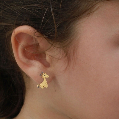 Công nghệ Micro Insert Sterling Silver đồ trang sức cho trẻ em Giraffe Stud