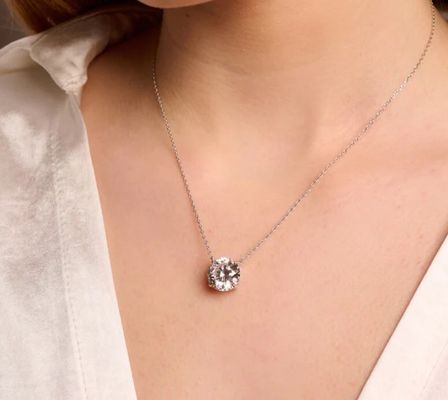 Elegant 18K Gold Plated Round Cut 925 Sterling Silver Necklace for Fashion Jewelry