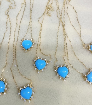 925 Sterling bạc dây chuyền đồ trang sức kim cương và màu xanh lam trái tim xoắn vòng cổ không dây chuyền ngọc trai