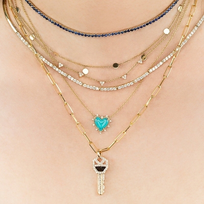 925 Sterling bạc dây chuyền đồ trang sức kim cương và màu xanh lam trái tim xoắn vòng cổ không dây chuyền ngọc trai