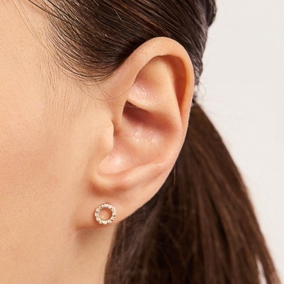 18K vàng bọc 925 Sterling bạc cổ điển tai nghe Stud cho cô gái phụ kiện thời trang