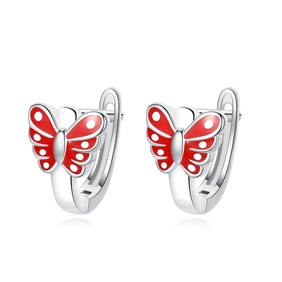 Bướm Đỏ Đèn Màng Trẻ Em Đàn Trẻ Bàng bạc Sterling Hoop Bàng Ngọc Tay Vàng Trắng
