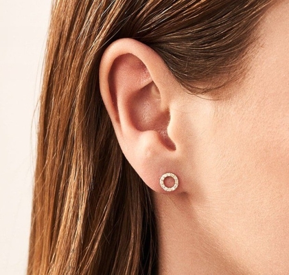 18K vàng bọc 925 Sterling bạc cổ điển tai nghe Stud cho cô gái phụ kiện thời trang