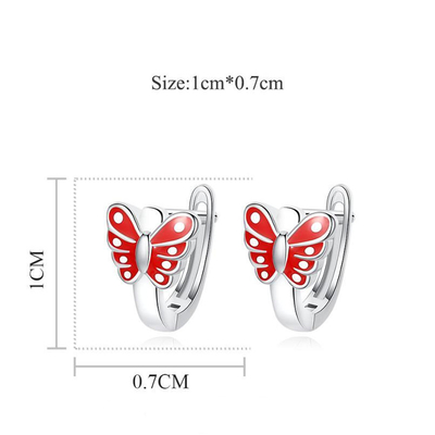 Bướm Đỏ Đèn Màng Trẻ Em Đàn Trẻ Bàng bạc Sterling Hoop Bàng Ngọc Tay Vàng Trắng