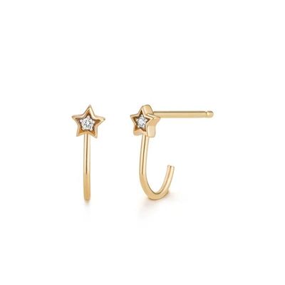 18K Gold Plated Star Shape Huggie 925 Sterling Silver Stud Earrings for Girls Jewelry