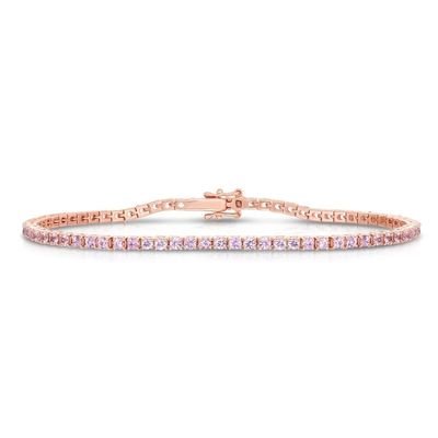 925 Sterling Silver Classic 2mm Rose Pink Pave Cubic Zircon Băng tay quần vợt cho cô gái
