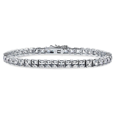 Unisex làm bằng tay 18K vàng Hip Hop Băng cắt hình vuông Kim cương CZ 925 Sterling bạc xếp chồng quần vợt vòng tay
