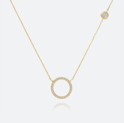 Vàng S925 Vàng vòng tròn dây chuyền CZ vòng cổ cho phụ nữ 925 Sterling bạc