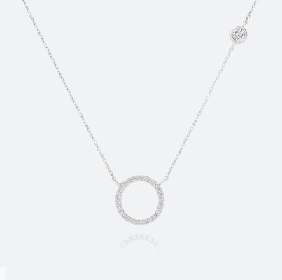 Vàng S925 Vàng vòng tròn dây chuyền CZ vòng cổ cho phụ nữ 925 Sterling bạc