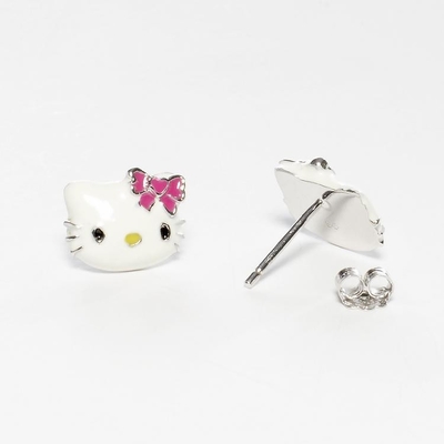 Đá màu sắc mịn mịn Hello Kitty Bàn tai với vàng đen và bọc bạc