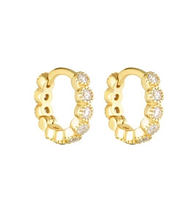 18K vàng bọc em bé Emerald CZ Huggie Băng tai cho cô gái đồ trang sức hàng ngày