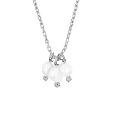 925 Sterling bạc ba ngọc trai nước ngọt quyến rũ dây chuyền vòng cổ cho phụ nữ 16 " 1" 1