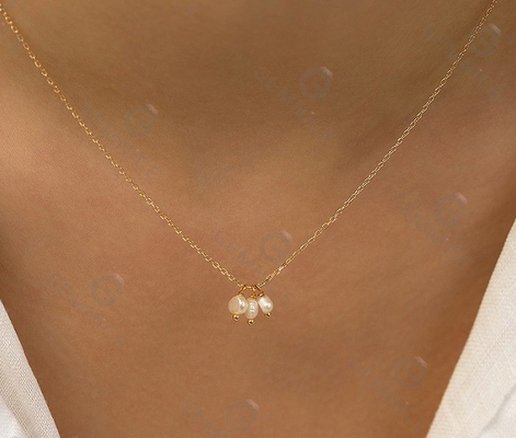 925 Sterling bạc ba ngọc trai nước ngọt quyến rũ dây chuyền vòng cổ cho phụ nữ 16 " 1" 1