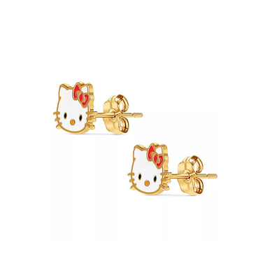 18K vàng bọc Hello Kitty kim loại tai nghe Stud cho các cô gái trong 925 Sterling bạc