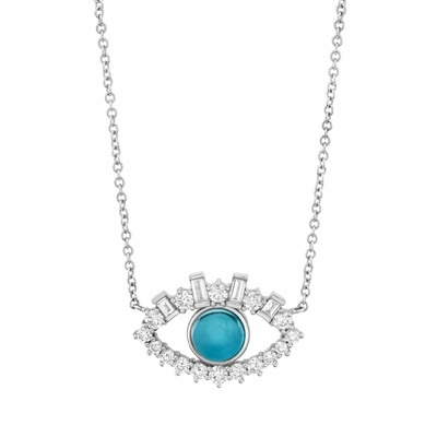 18K vàng Baguette Cubic Zircon 925 Sterling bạc nữ Evil Eye vòng cổ
