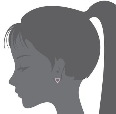 Micro Insert Heart Pink Screw Back Earrings cho trẻ em trong 925 Sterling Silver