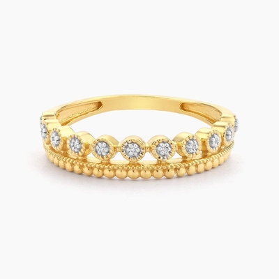 925 Sterling Silver CLASSIC Style bán buôn Nhẫn phụ nữ xếp chồng với hạt mạ vàng