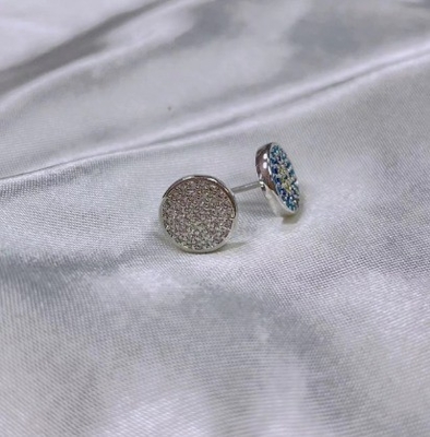 Vòng tròn ZIRCON 18K vàng mạ bằng tay Micron Pave CZ Eye Turkiye Design Stud Bàn tai 925 Sterling Silver
