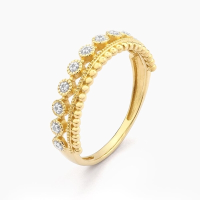 925 Sterling Silver CLASSIC Style bán buôn Nhẫn phụ nữ xếp chồng với hạt mạ vàng