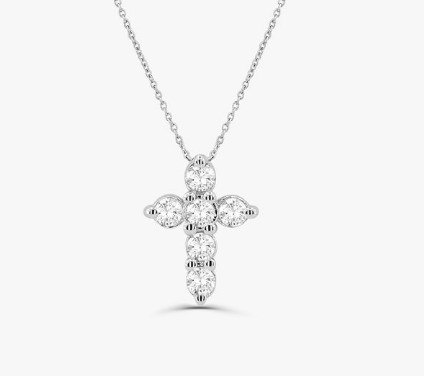 Đá Druzy Đá Kim cương Thập giá Đá tròn Đá sắc sảo 925 Silver Cross Pendant
