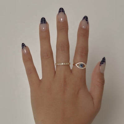 Tùy chỉnh kích cỡ 925 Sterling bạc cắt đứt Pave đúc mắt nhẫn với 18K vàng mạ
