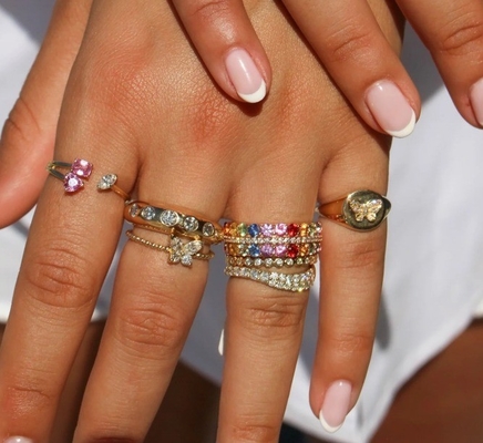 Chiếc nhẫn nữ 925 Sterling Silver với bàn tay 18K vàng bọc bóng và bướm Marquise