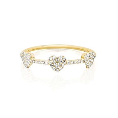 Nhẫn trái tim 18K vàng mạ 925 Sterling bạc 3 Micro Pave cho phụ nữ và thanh lịch