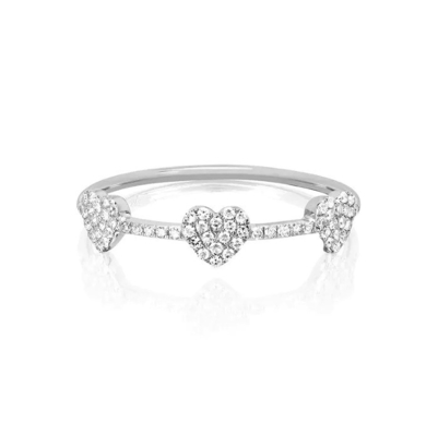 Nhẫn trái tim 18K vàng mạ 925 Sterling bạc 3 Micro Pave cho phụ nữ và thanh lịch