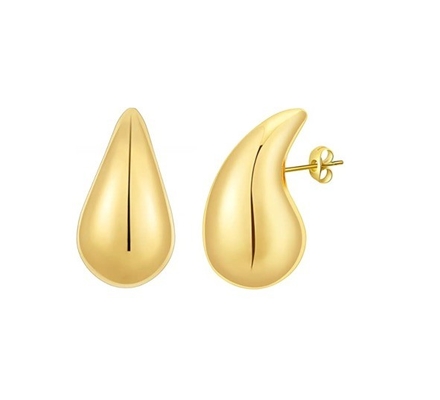 Logo tùy chỉnh 18K vàng bọc nước mắt rỗng Stud Băng tai cho các cô gái đồ trang sức Party
