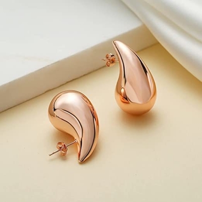 Logo tùy chỉnh 18K vàng bọc nước mắt rỗng Stud Băng tai cho các cô gái đồ trang sức Party