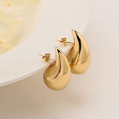 Logo tùy chỉnh 18K vàng bọc nước mắt rỗng Stud Băng tai cho các cô gái đồ trang sức Party