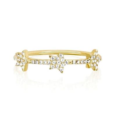 18K vàng bọc bạc CZ Star tuyên bố nhẫn cho phụ nữ Micro Pave thiết lập được chứng nhận