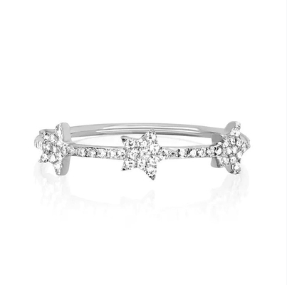18K vàng bọc bạc CZ Star tuyên bố nhẫn cho phụ nữ Micro Pave thiết lập được chứng nhận