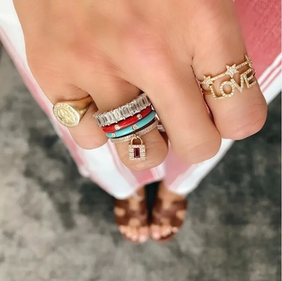 18K vàng bọc bạc CZ Star tuyên bố nhẫn cho phụ nữ Micro Pave thiết lập được chứng nhận