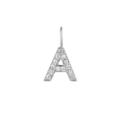 Nickel Free 925 Sterling Silver Letter A Diamond Charm Necklace Nổi tiếng ban đầu