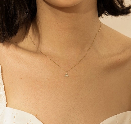 Nickel Free 925 Sterling Silver Letter A Diamond Charm Necklace Nổi tiếng ban đầu