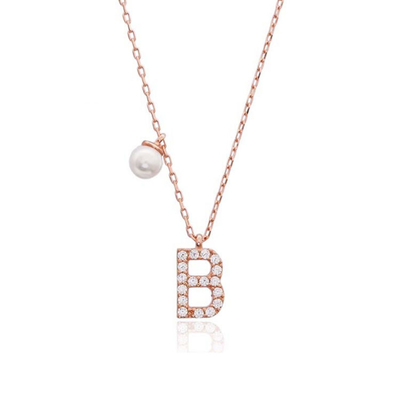 Nickel Free 925 Sterling Silver Letter A Diamond Charm Necklace Nổi tiếng ban đầu