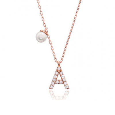 Nickel Free 925 Sterling Silver Letter A Diamond Charm Necklace Nổi tiếng ban đầu