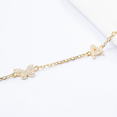Đeo cổ Mini 18K Vàng Trắng Micron Pave CZ Butterfly 925 Sterling Silver Pendant