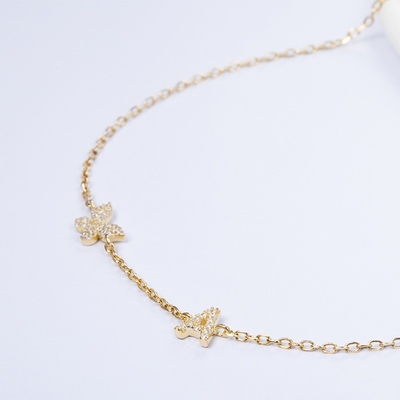 Đeo cổ Mini 18K Vàng Trắng Micron Pave CZ Butterfly 925 Sterling Silver Pendant