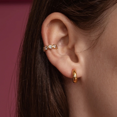 Giấy chứng nhận loại Đánh giá của bên thứ ba 925 Sterling Silver North Star Half Hoop Earrings